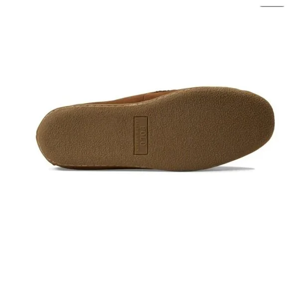 Polo Ralph Lauren Collins Bear Suede Memory Foam Moccasin Slippers BROWN - Picture 3 of 7